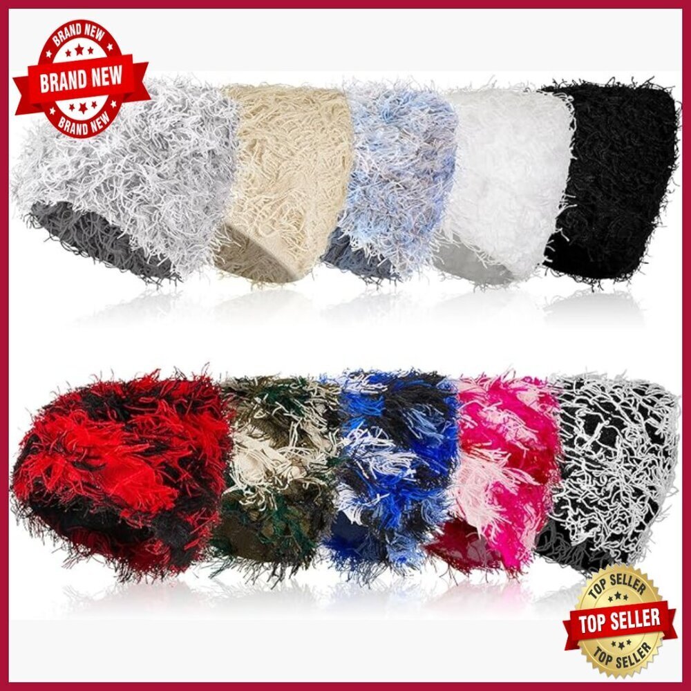 10 Pack Distressed Knit Beanies, Thick Winter Hats Unisex Warm Fuzzy